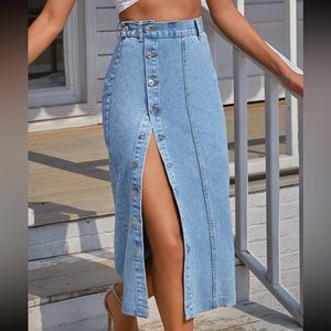 Denim button up skirt